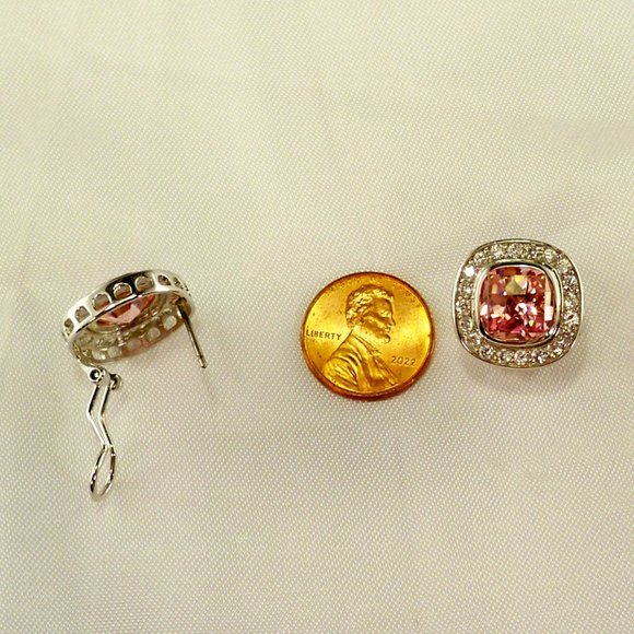 NEW Charles Winston Pink Doublet Cubic Zirconias Silver Necklace, Earrings - Picture 7 of 9